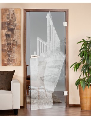 Ganzglastür Greece Gelasert Auf Klarglas