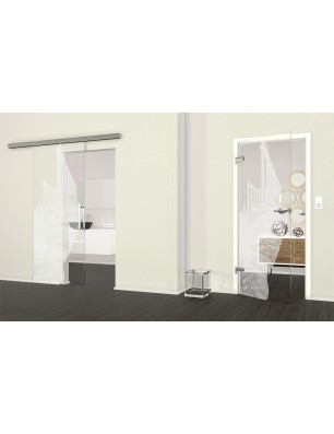 Ganzglastür Greece Gelasert Auf Klarglas