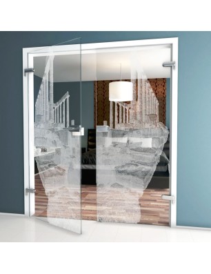 Ganzglastür Greece Gelasert Auf Klarglas