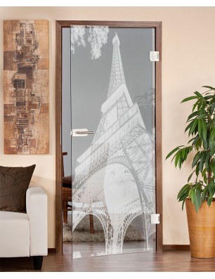 Ganzglastür Eifelturm 3 Gelasert Auf Klarglas