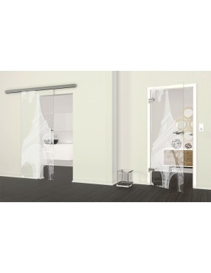 Ganzglastür Eifelturm 3 Gelasert Auf Klarglas