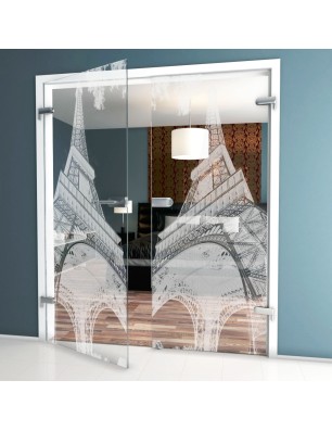 Ganzglastür Eifelturm 3 Gelasert Auf Klarglas