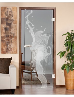 Ganzglastür Erdbeere Gelasert Auf Klarglas