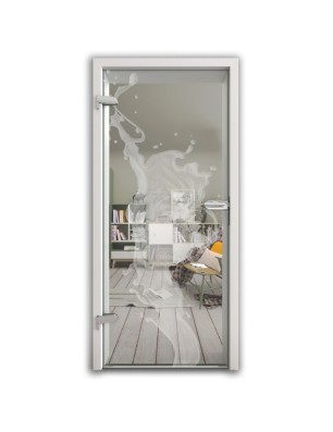 Ganzglastür Erdbeere Gelasert Auf Klarglas