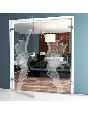 Ganzglastür Erdbeere Gelasert Auf Klarglas