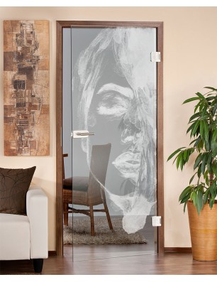 Ganzglastür Silhuette II Gelasert Auf Klarglas