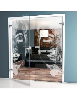 Ganzglastür Silhuette II Gelasert Auf Klarglas