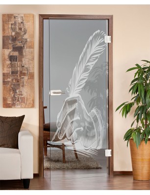 Ganzglastür Sign Gelasert Auf Klarglas