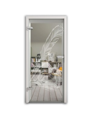 Ganzglastür Sign Gelasert Auf Klarglas