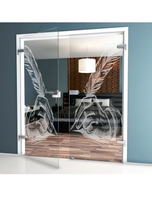 Ganzglastür Sign Gelasert Auf Klarglas