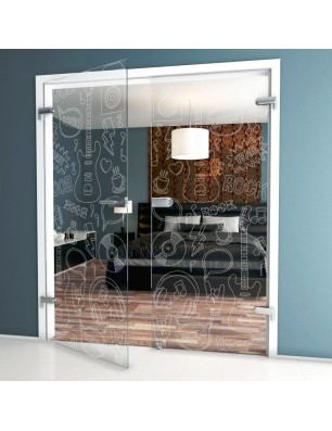 Ganzglastür Rock and Roll Gelasert Auf Klarglas