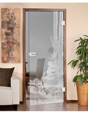 Ganzglastür Wellness 4 Gelasert Auf Klarglas