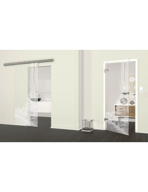 Ganzglastür Wellness 4 Gelasert Auf Klarglas