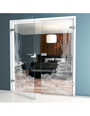 Ganzglastür Wellness 4 Gelasert Auf Klarglas