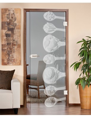 Ganzglastür Pasta Gelasert Auf Klarglas