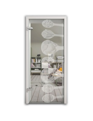 Ganzglastür Pasta Gelasert Auf Klarglas