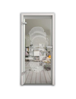 Ganzglastür Brotzeit Gelasert Auf Klarglas