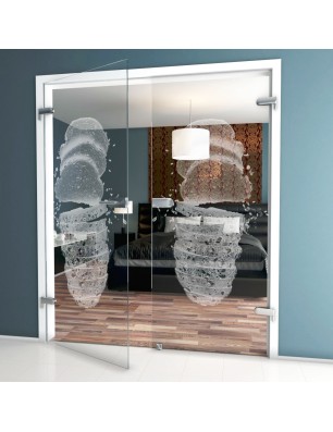 Ganzglastür Brotzeit Gelasert Auf Klarglas