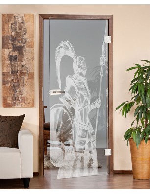 Ganzglastür Krieger Gelasert Auf Klarglas