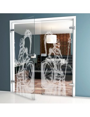 Ganzglastür Krieger Gelasert Auf Klarglas