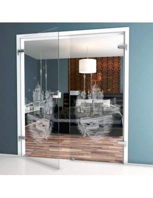 Ganzglastür Istanbul Gelasert Auf Klarglas