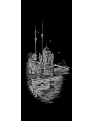 Ganzglastür Istanbul Gelasert Auf Klarglas