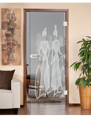 Ganzglastür Fahrrad Gelasert Auf Klarglas