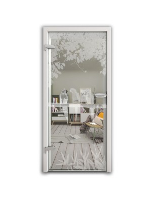 Ganzglastür Pappagei II Gelasert Auf Klarglas