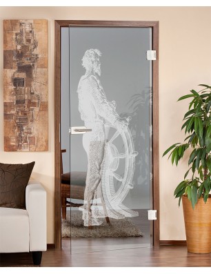 Ganzglastür Kapitän II Gelasert Auf Klarglas