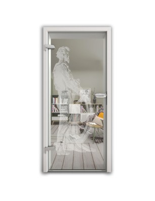 Ganzglastür Kapitän II Gelasert Auf Klarglas