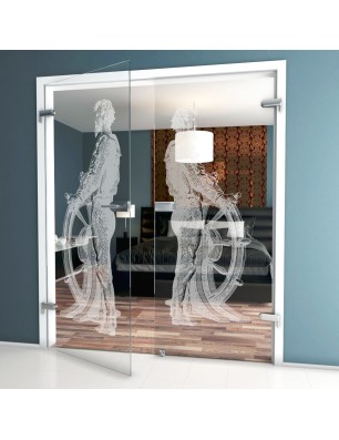 Ganzglastür Kapitän II Gelasert Auf Klarglas