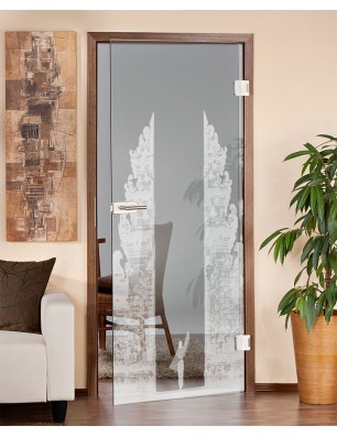 Ganzglastür Cross Gelasert Auf Klarglas