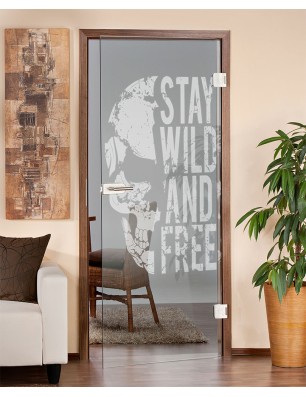 Ganzglastür Wild and Free Gelasert Auf Klarglas