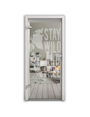 Ganzglastür Wild and Free Gelasert Auf Klarglas