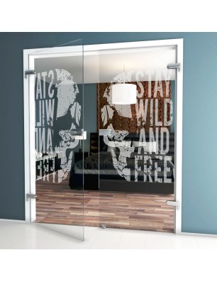 Ganzglastür Wild and Free Gelasert Auf Klarglas