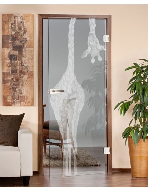 Ganzglastür Giraffenhals Gelasert Auf Klarglas