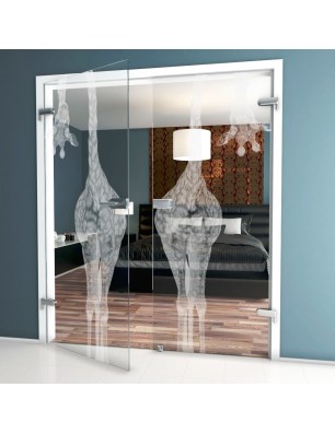 Ganzglastür Giraffenhals Gelasert Auf Klarglas