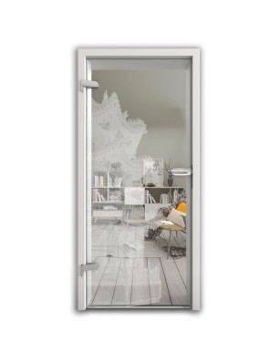 Ganzglastür Pagode II Gelasert Auf Klarglas