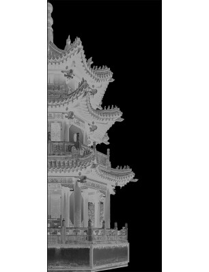 Ganzglastür Pagode II Gelasert Auf Klarglas