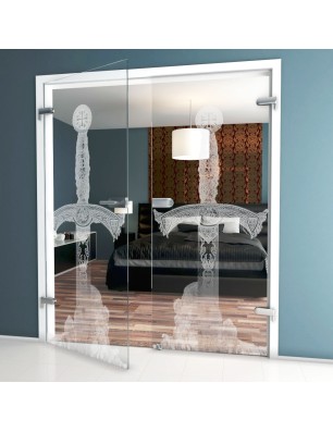 Ganzglastür Excalibur Gelasert Auf Klarglas