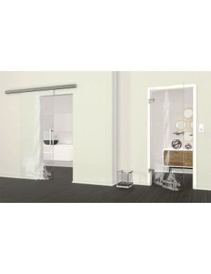 Ganzglastür Leuchtturm Gelasert Auf Klarglas