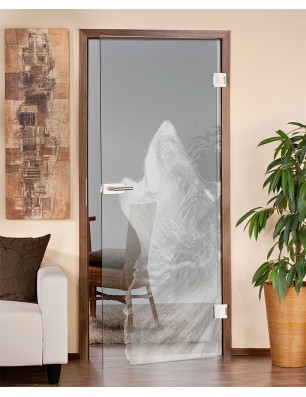 Ganzglastür Wolf 2 Gelasert Auf Klarglas