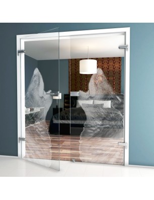 Ganzglastür Wolf 2 Gelasert Auf Klarglas