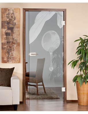 Ganzglastür Olive Gelasert Auf Klarglas