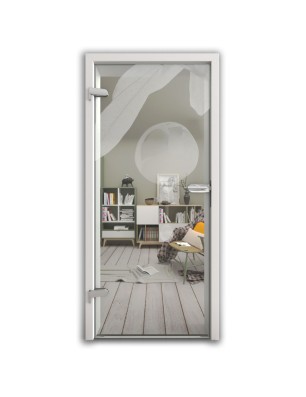 Ganzglastür Olive Gelasert Auf Klarglas