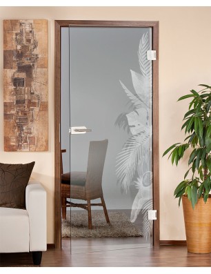 Ganzglastür Tropical I Gelasert Auf Klarglas