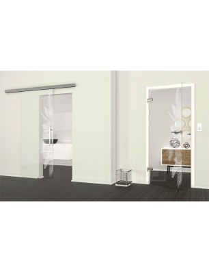 Ganzglastür Tropical I Gelasert Auf Klarglas