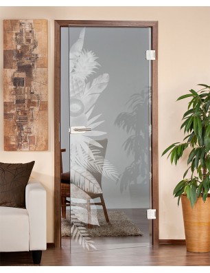 Ganzglastür Tropical II Gelasert Auf Klarglas