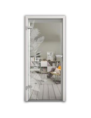 Ganzglastür Tropical II Gelasert Auf Klarglas