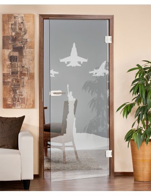 Ganzglastür F16 Gelasert Auf Klarglas